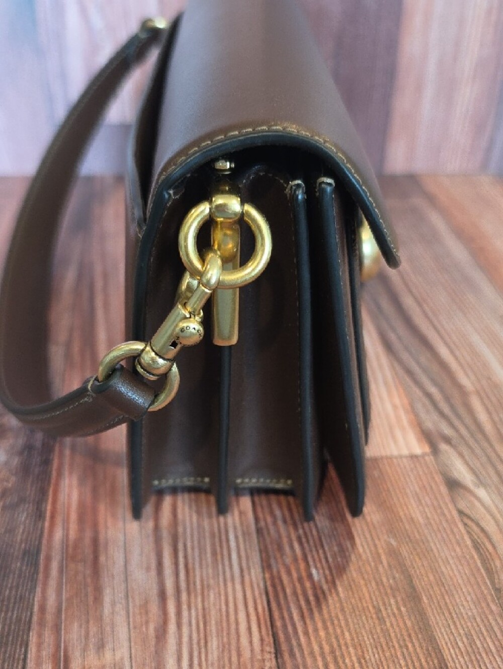 CoachTabby Maple Brown Signature Canvas & Leather Crossbody with Gold 'C' - Picture 4 of 11